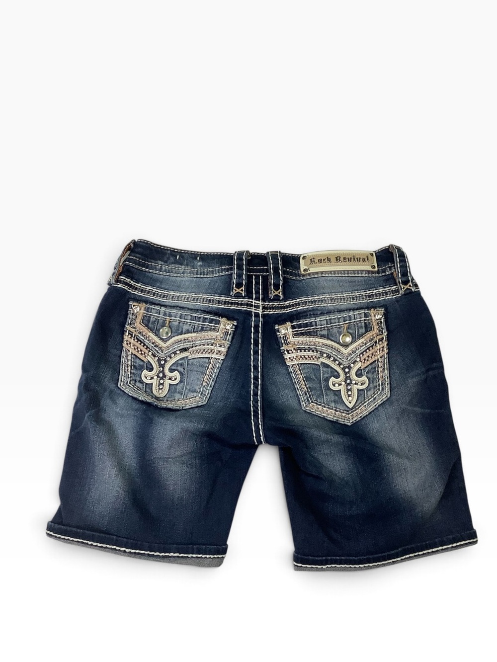 Rock Revival Codee Bermuda Jean Short Sz 25 Dark Wash